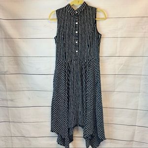 Gabby&Skye black white striped asymmetric maxi midi dress collar button pocket 8